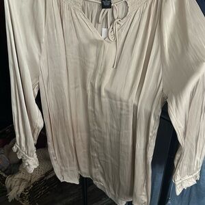 Joan Vass Cream Blouse with Tie Neck